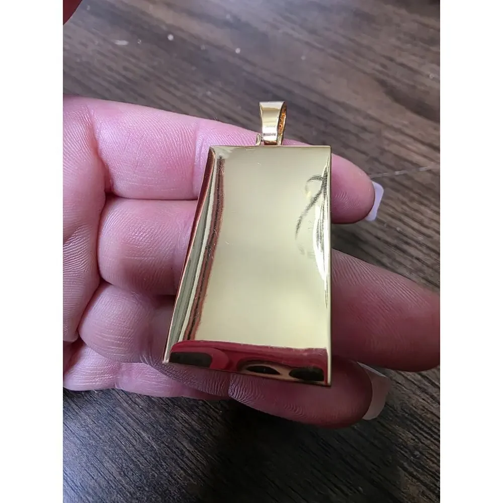 Picture Locket Pendant Necklace Engraved‎ Square Cooper